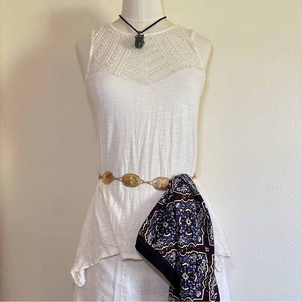 VTG American Eagle Outfitters Small Petite Cream Lace BOHO White top blouse